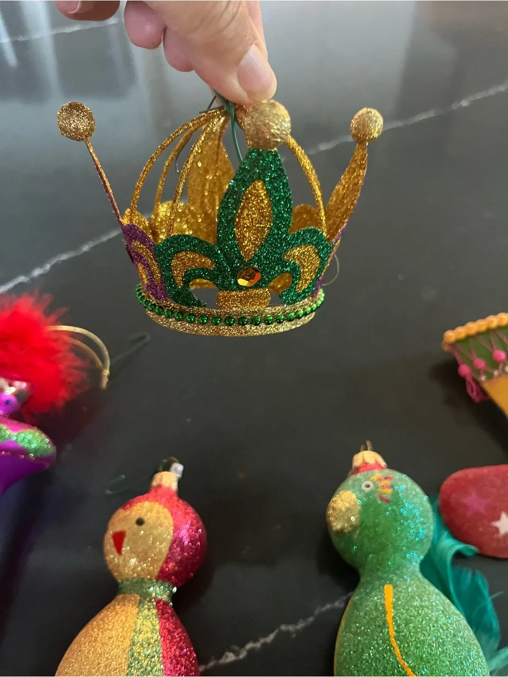 Mardi Gras Themed  Christmas Ornament Set of 8  - Multicolor